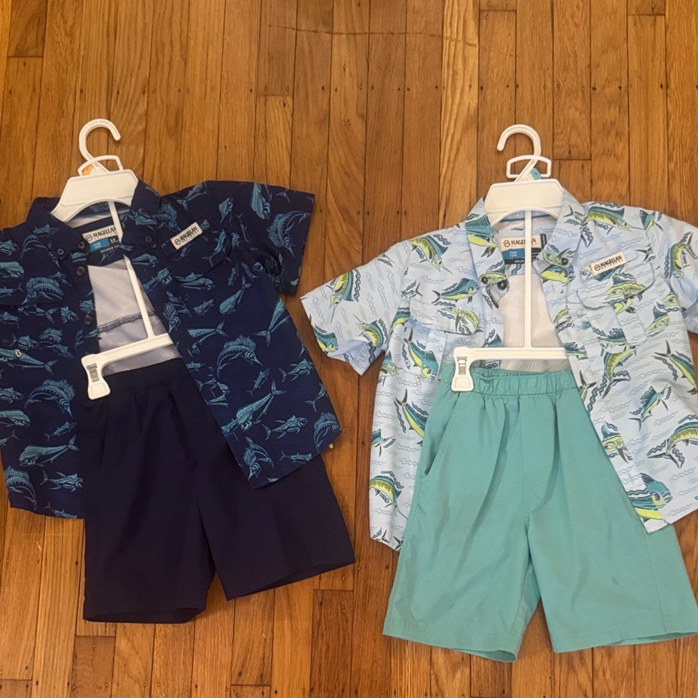 Boys size 5/6 and 7 Print Shirt and Shorts Set